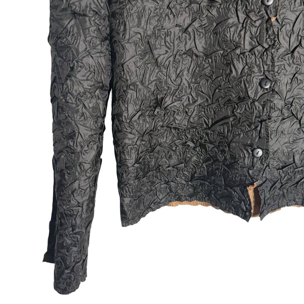 Itsu Popcorn Crinkled Black Brown Reversible Lightweight Jacket Sz M - Picture 5 of 10
